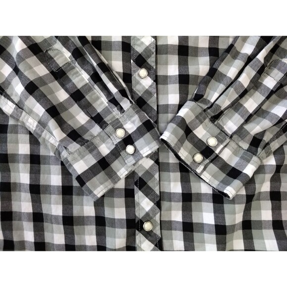 LEVIS Pearl Snap Shirt Mens XXL Plaid Buffalo Check Western Sawtooth Pockets 2XL - Picture 7 of 16